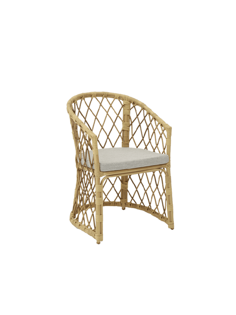 SILLA CON BRAZOS MADISON ALUMINIO EFECTO MADERA Y TRENZADO NATURAL