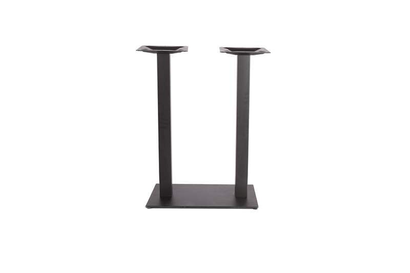 High rectangular base with double mast for a 70x40x108cm table, black color.