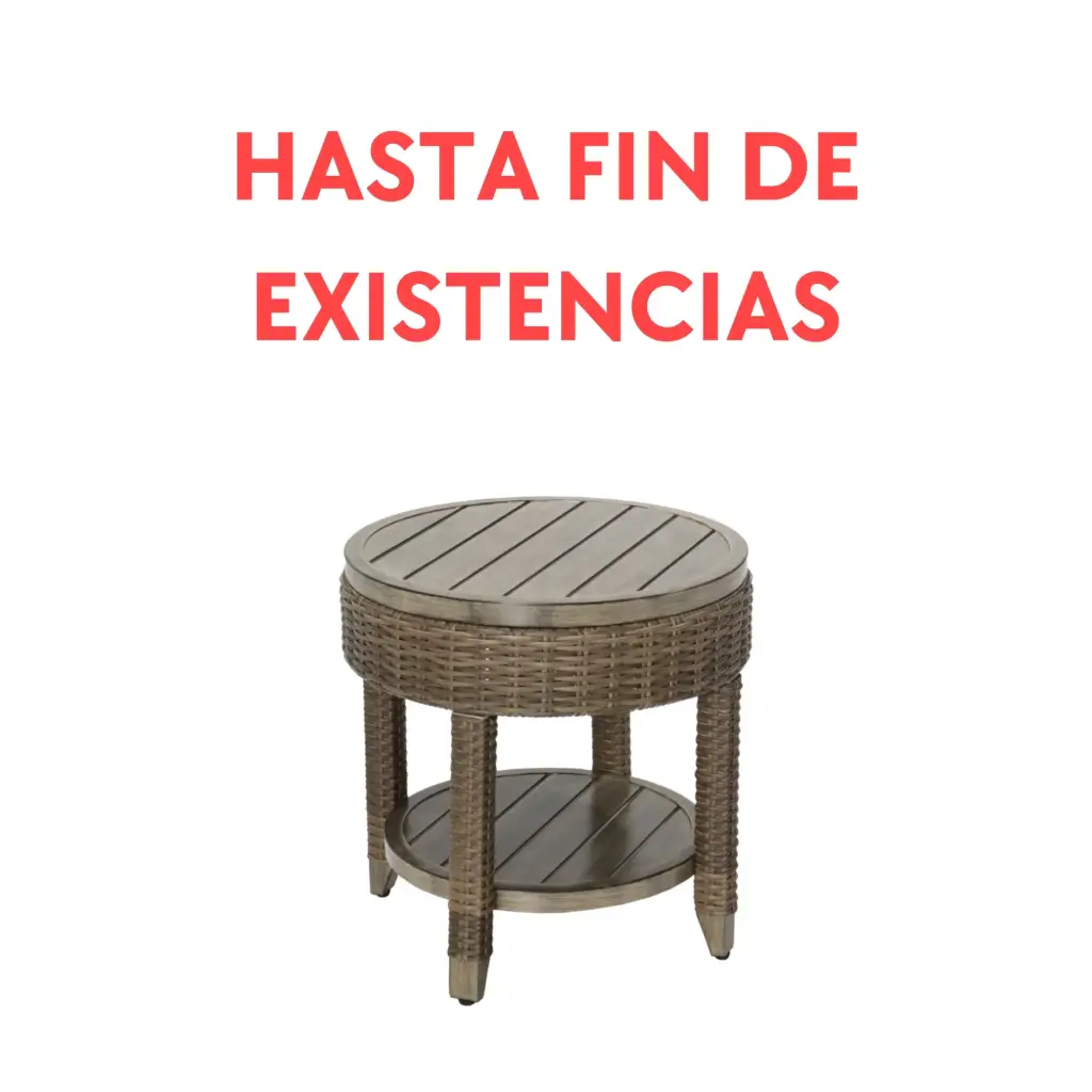 Mesa de apoio Brent em alumínio e vime sintético.
