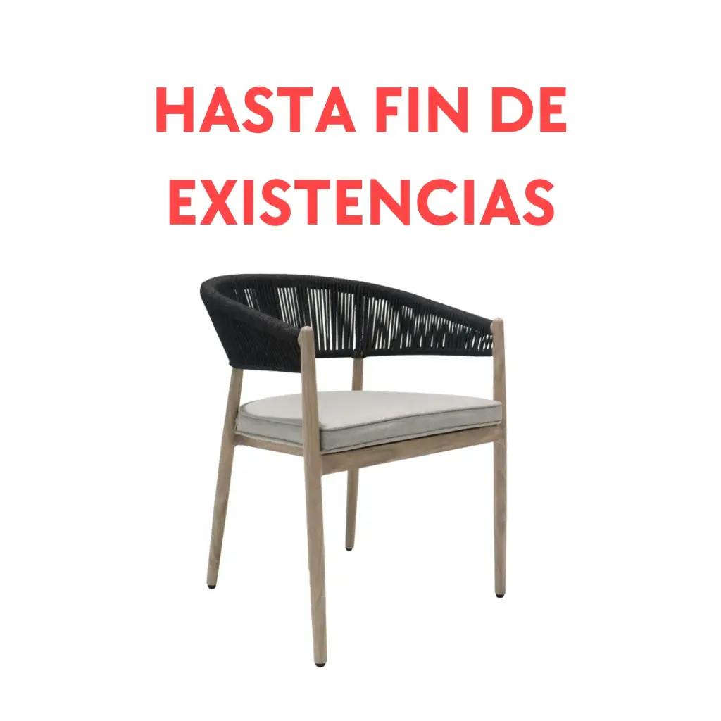 Sillón de comedor Sunset aluminio efecto madera y cuerda antracita