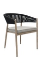 Dining armchair Sunset wood effect aluminium and anthracite rope