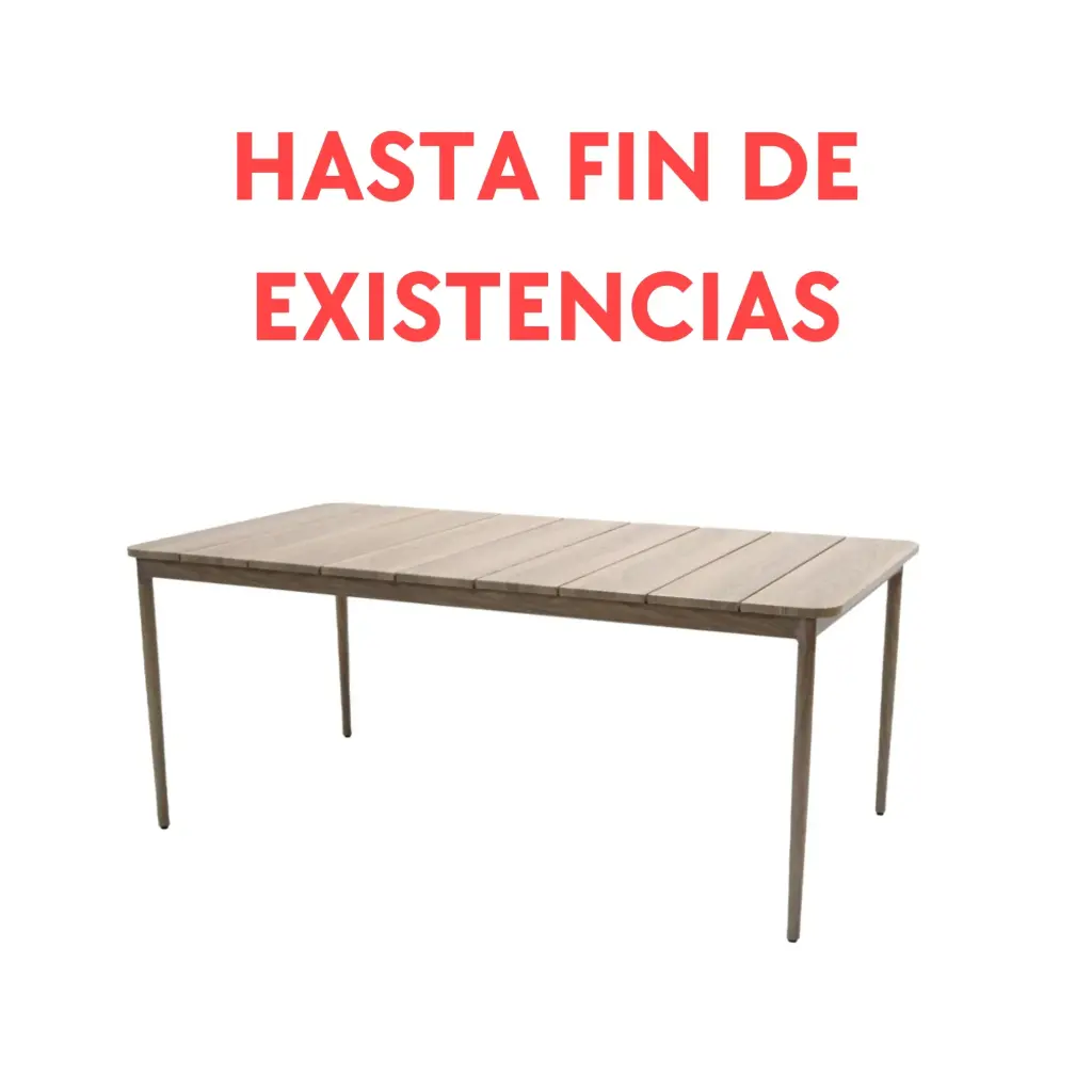 Sunset aluminium dining table with wood effect