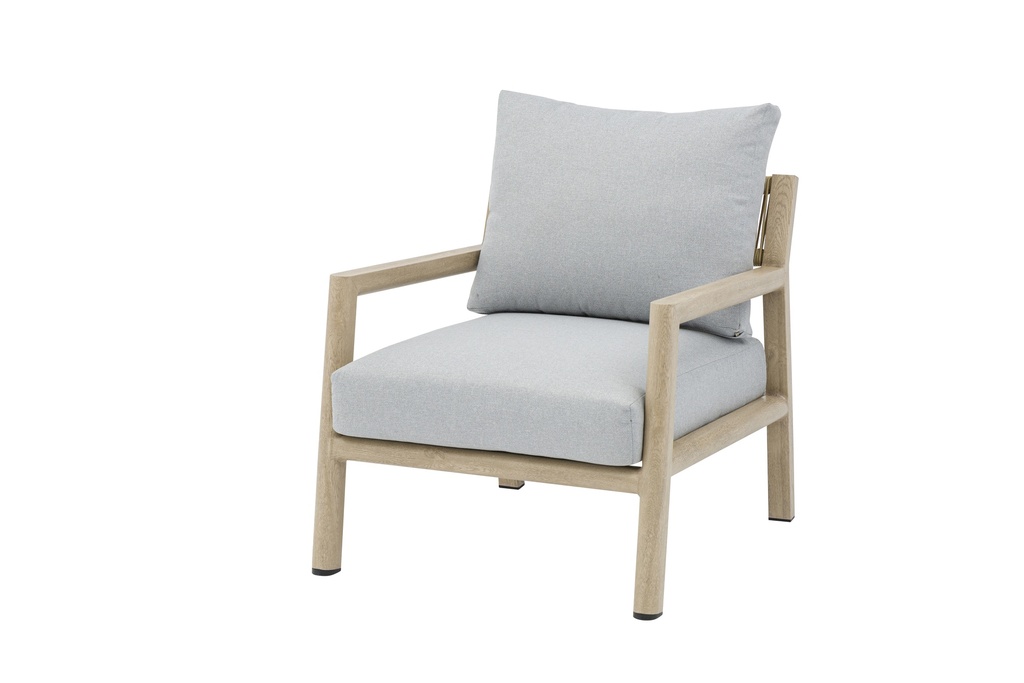 Sofá 1 plaza Harmony aluminio efecto madera y cuerda natural