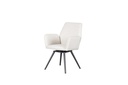Levin swivel dining chair, anthracite aluminium, beige fabric.