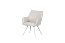 Silla de comedor Eren aluminio blanco textil beige.