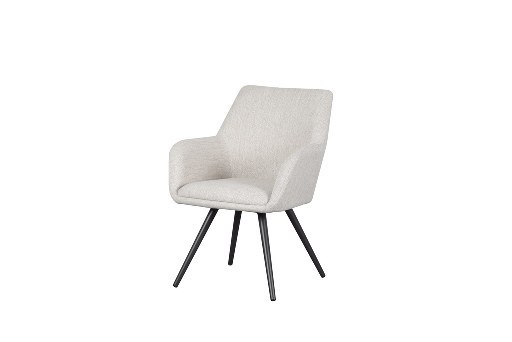 Silla de comedor Eren aluminio antracita textil beige.