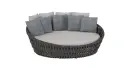 Meridian chaise longue em alumínio antracite, corda antracite e tecido cinza médio.