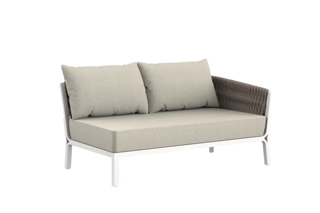 2-seater module Anmore right arm aluminium white textile greige textile (VF)