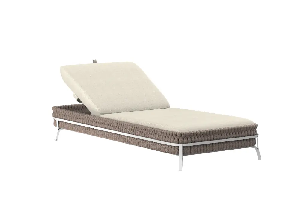 Bain de soleil Anmore aluminium blanc textile grège