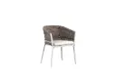 Fauteuil de salle à manger Anmore aluminium blanc et textile grège