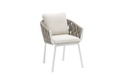 Carson dining chair in white aluminium with beige fabric