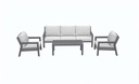Pakse 4-piece sofa set in anthracite aluminum with medium grey cushions