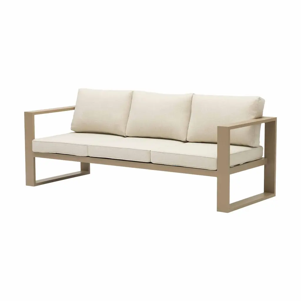 Sofá 3 plazas Niland aluminio taupe y cojinería Beige