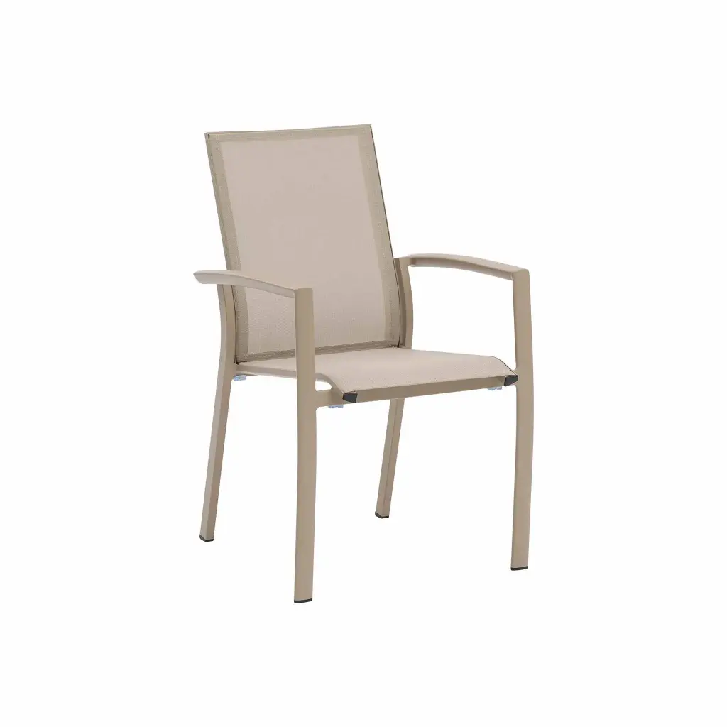 Sillon de comedor Syme aluminio taupe y textilene taupe