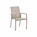 Sillon de comedor Syme aluminio taupe y textilene taupe