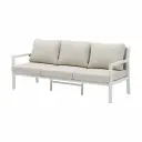 Sofa 3 plazas Nowra Aluminio blanco, cuerda natural y tapiceria Beige 