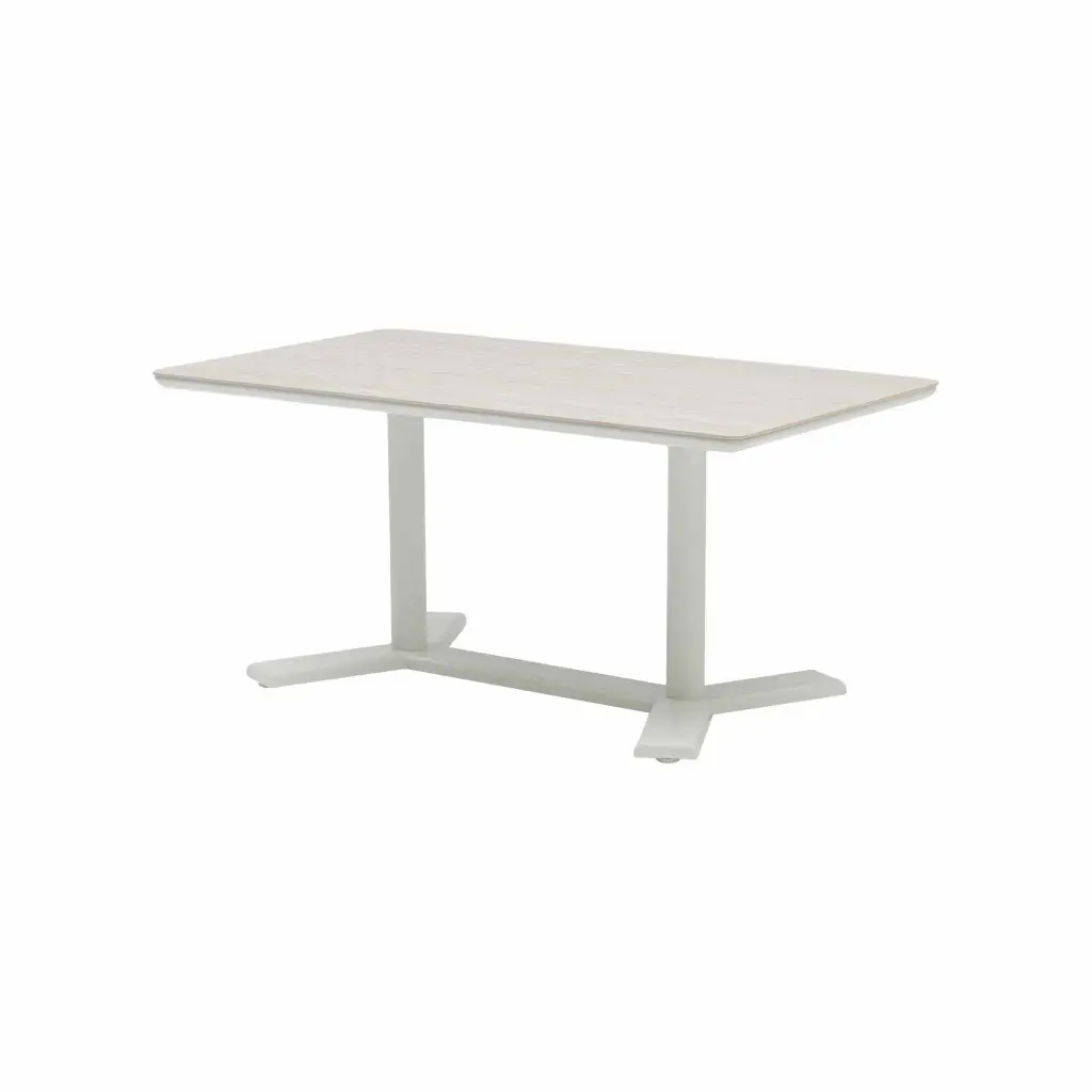 Mesa de centro Alta Nowra 140x80x65cm aluminio blanco y top porcelanico  Barroc-Cave