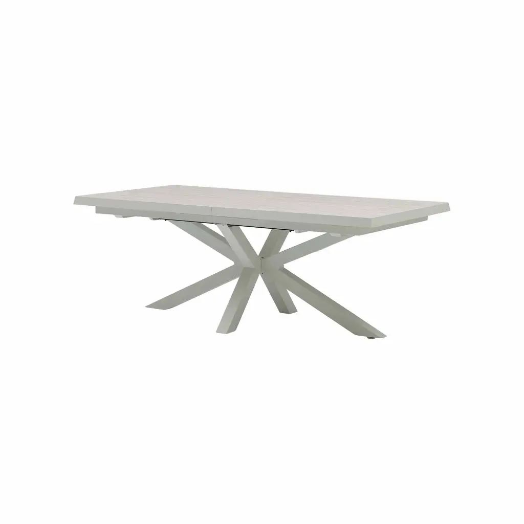 Mesa rectangular Narvik 100x205/265cm aluminio blanco y top Barroc-cave.