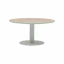 Mesa redonda Zermatt Ø150cm aluminio blanco y top porcelanico beige