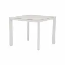 Mesa cuadrada Syme 90x90cm aluminio blanco y top Barroc-cave 