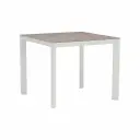 Mesa cuadrada Syme 90x90cm aluminio blanco y top Barroc grey