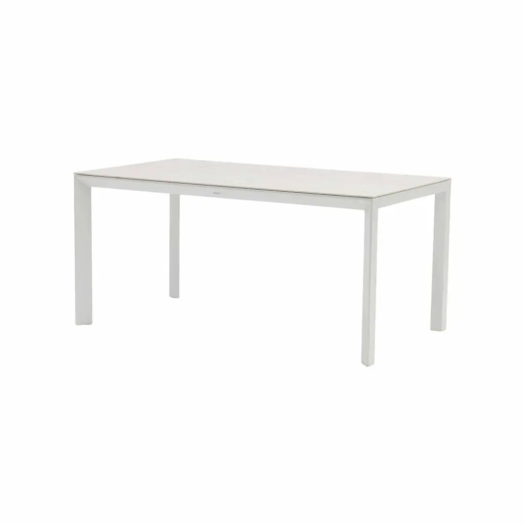 Mesa rectangular Syme 160x90cm aluminio blanco y top Barroc-cave 
