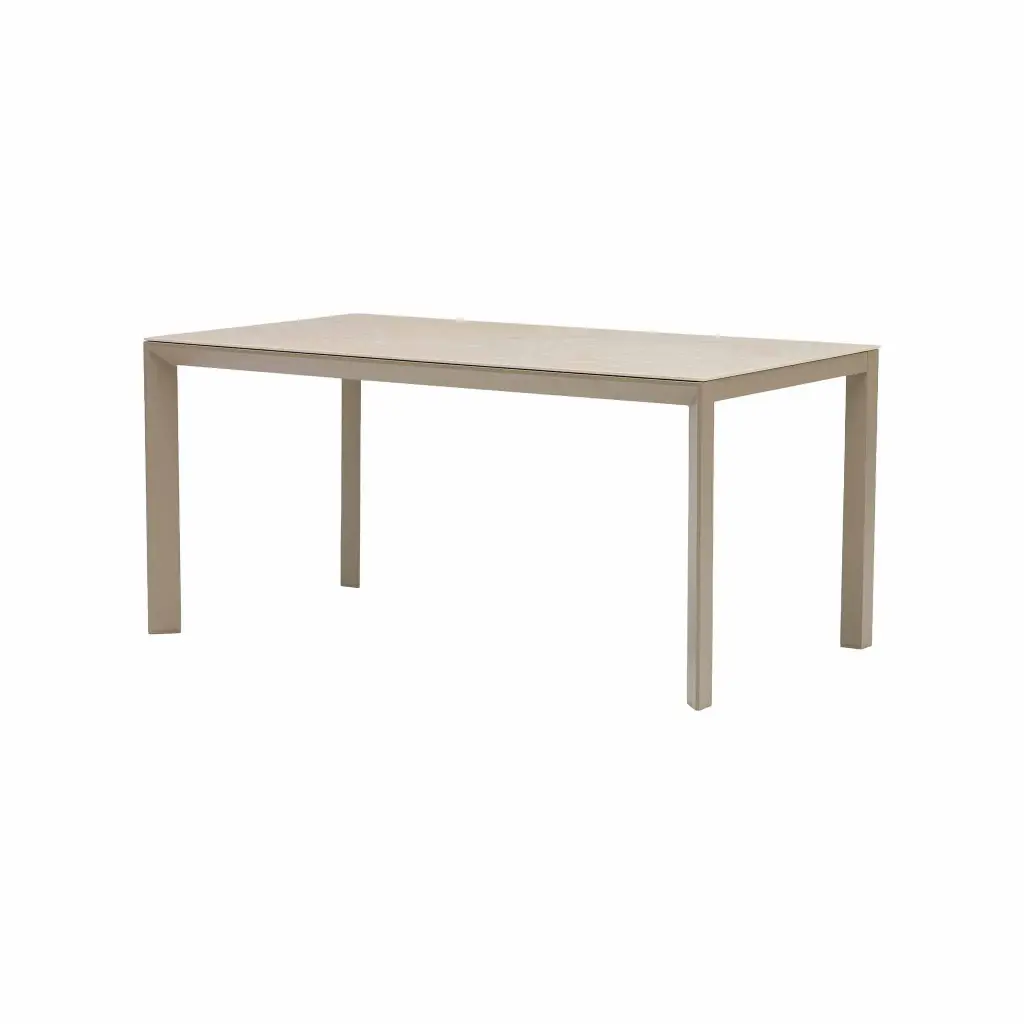 Mesa rectangular Syme 160x90cm aluminio taupe y Top Barroc sand