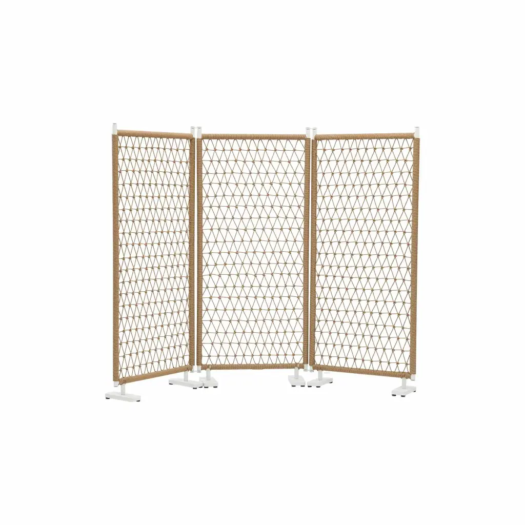 Separador Nanbu 180x80 alum. blanco y Rattan sintetico natural.