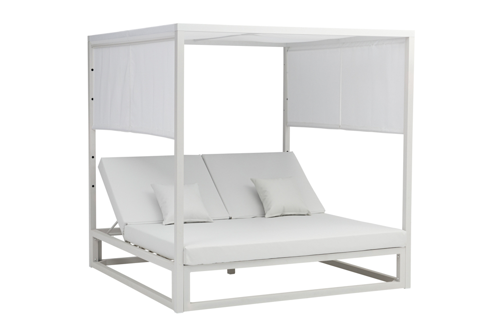 Daybed Edna en aluminium et tissu nautique blanc