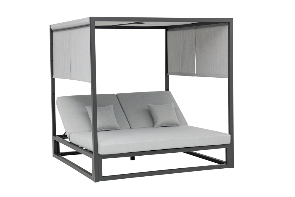 Daybed Edna en aluminium anthracite et tissu gris moyen
