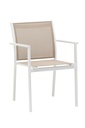 Silla de comedor Adin aluminio blanco y textilene taupe