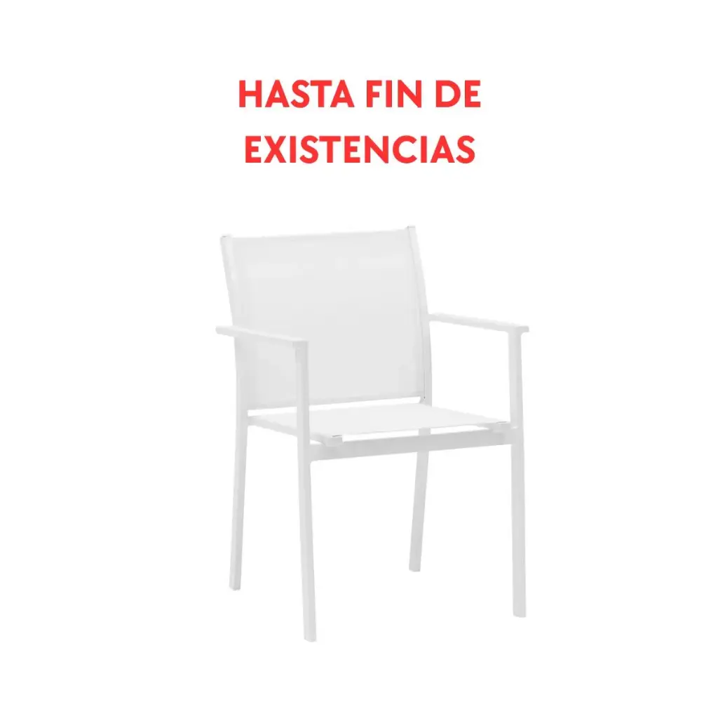 Adin dining chair in aluminium and white textilene