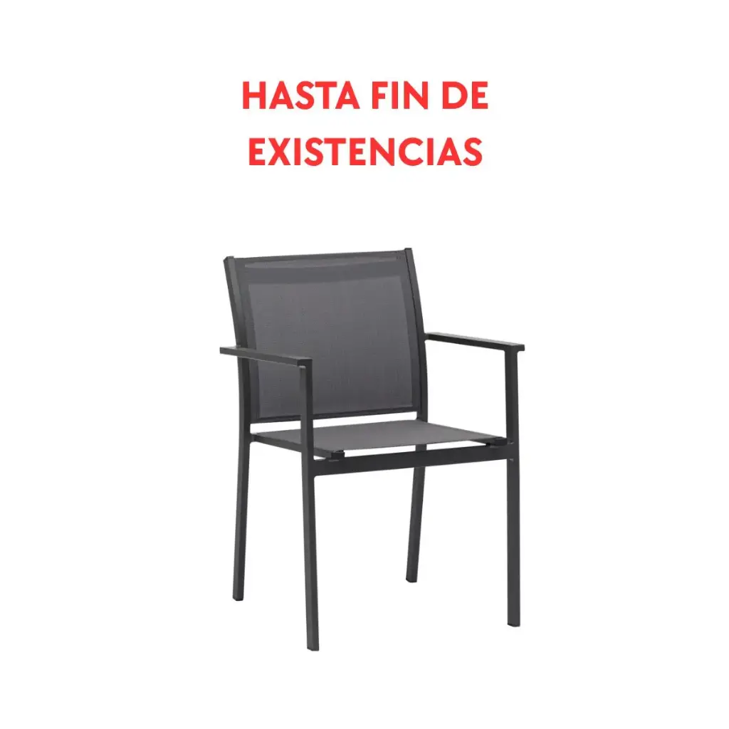 Adin dining chair in aluminium and anthracite textilene