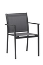 Chaise de salle à manger Adin aluminium et textilène anthracite