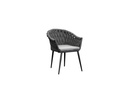 Fauteuil Meridian en aluminium anthracite, corde anthracite et coussin gris moyen