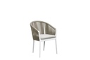 Ukiah white aluminium armchair with rope and greige cushion