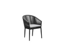 Fauteuil Ukiah en aluminium et corde anthracite avec coussin gris moyen