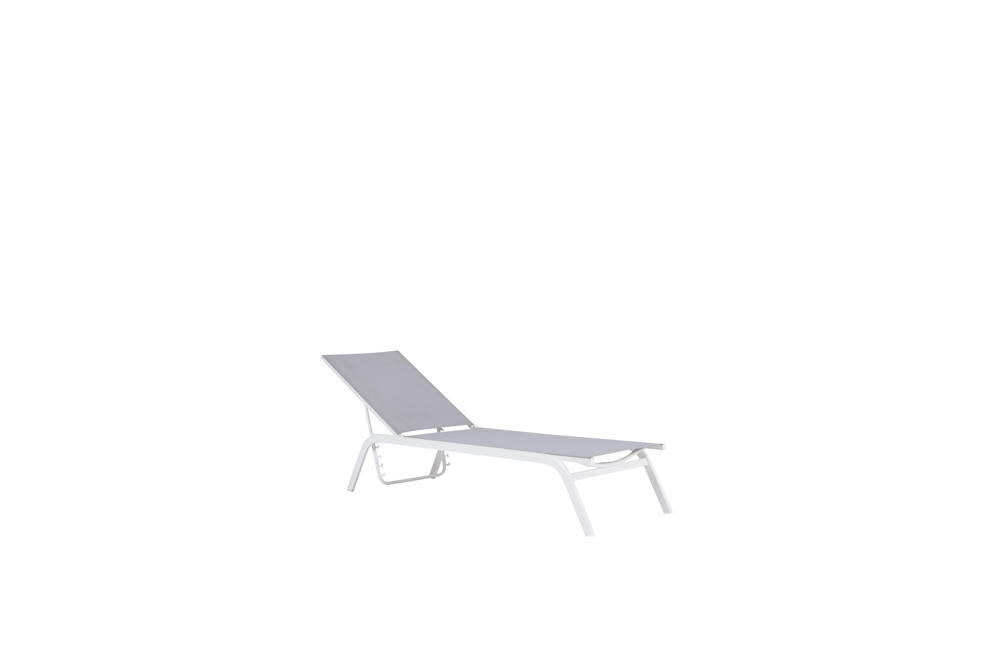 Galt sun lounger in white aluminium and light grey textilene
