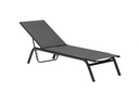 Chaise longue Galt en aluminium et textilène anthracite