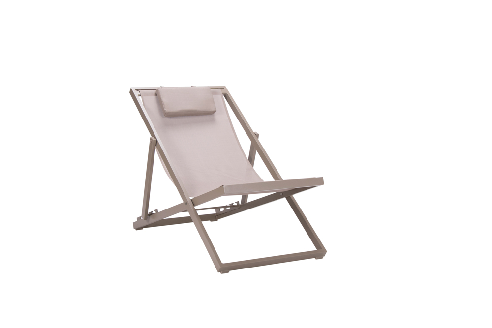 Chaise longue Davis en aluminium et textilène taupe