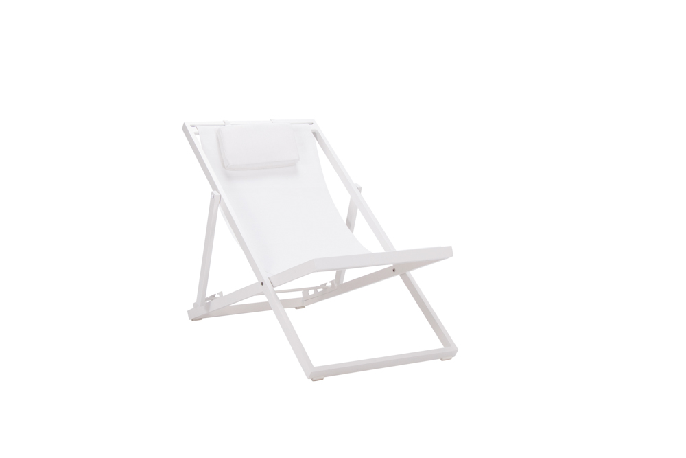 Chaise longue Davis en aluminium et textilène blanc