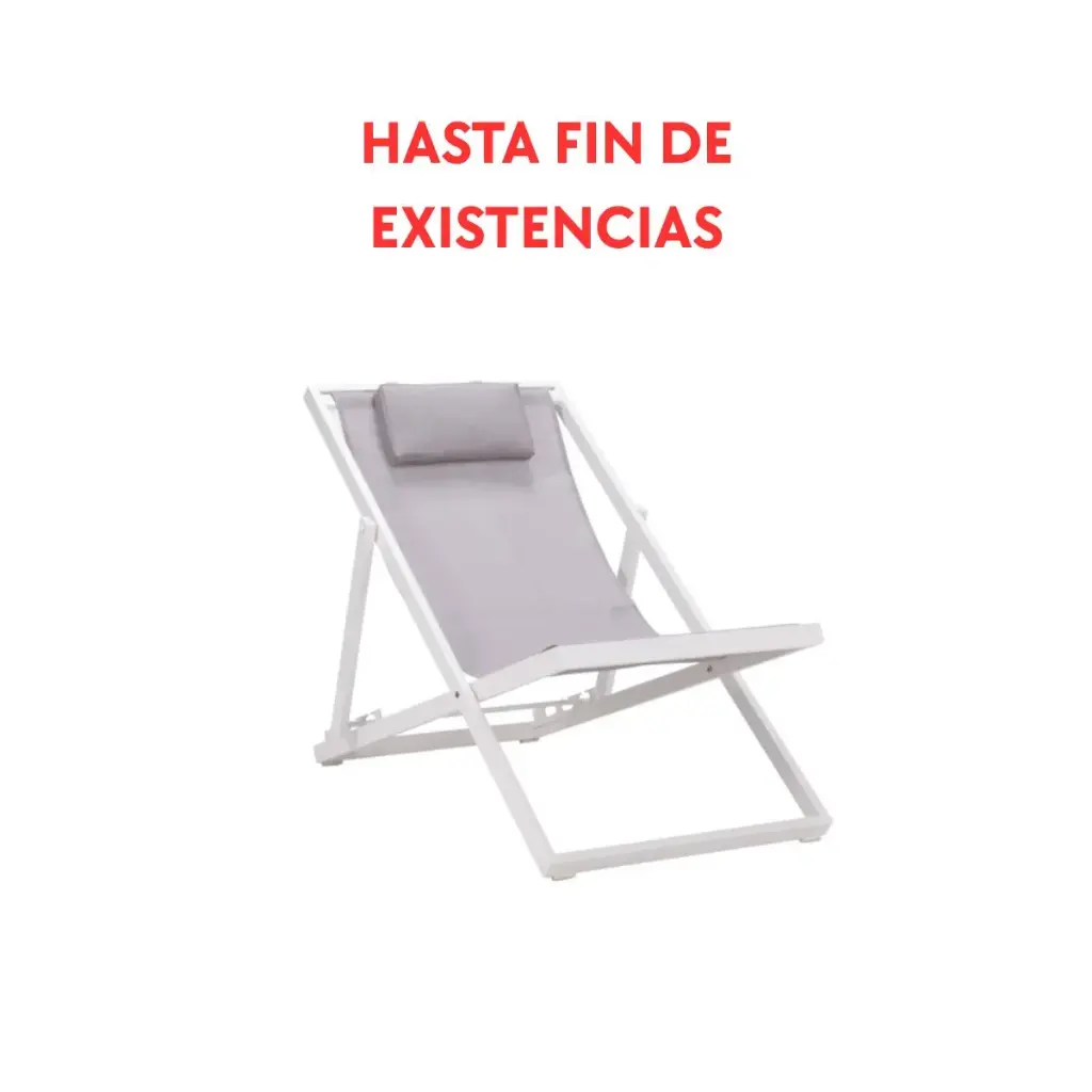 Davis sun lounger in white aluminium and light grey textilene