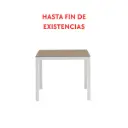 Mesa de comedor Adin 90 x 90 cm aluminio blanco y cristal taupe