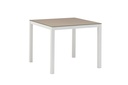 Mesa de jantar Adin 90 x 90 cm em alumínio branco e vidro taupe