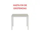 Mesa de jantar Adin 90 x 90 cm em alumínio branco e vidro cinza claro