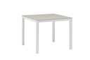 Table de salle à manger Adin 90 x 90 cm aluminium blanc et verre gris clair