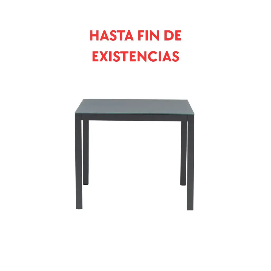 Mesa de comedor Adin 90 x 90 cm aluminio y cristal antracita