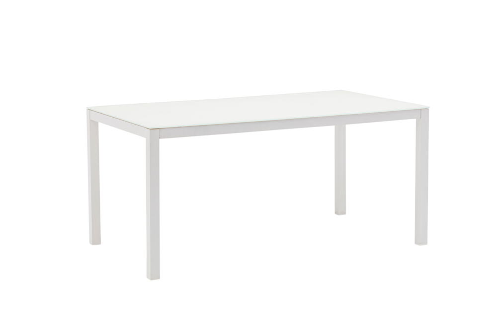 Table de salle à manger Adin 160 x 90 cm aluminium et verre blanc