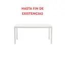 Mesa de jantar Adin, 160 x 90 cm, em alumínio e vidro branco.