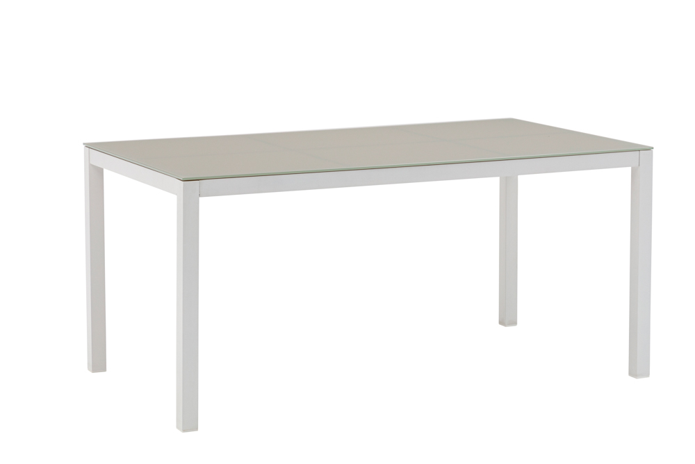 Dining table Adin 160*90 cm white aluminium and light grey glass